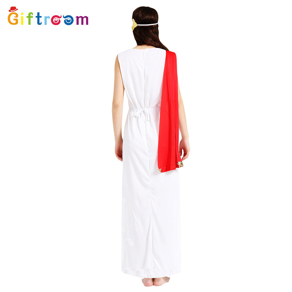 Halloween Masquerade Ancient Egyptian Greek Couple Red Shawl Stage Play Role-Playing Costume Ds Performance Costume