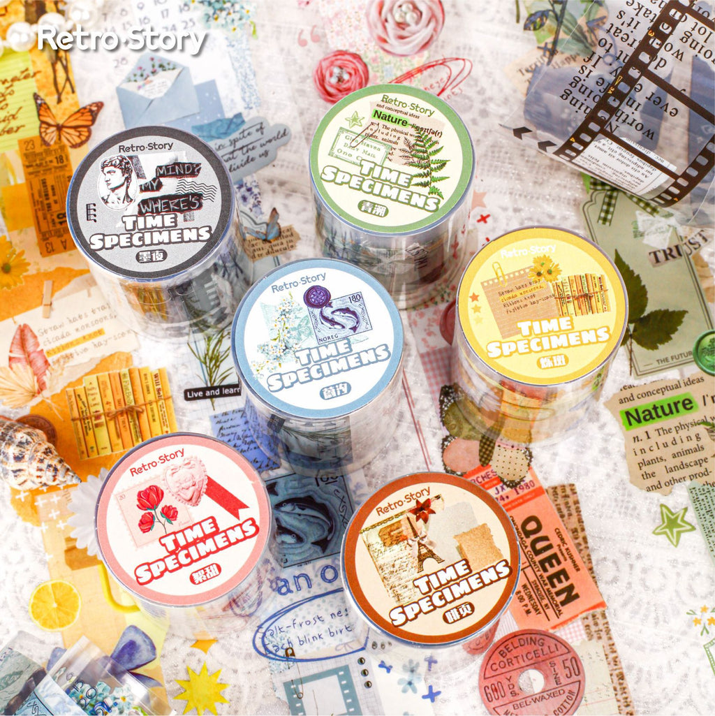Retrostory Time Specimen Creative Decoration Collage Material Pack Material Pain Pack Sticker Handbook Material Tape