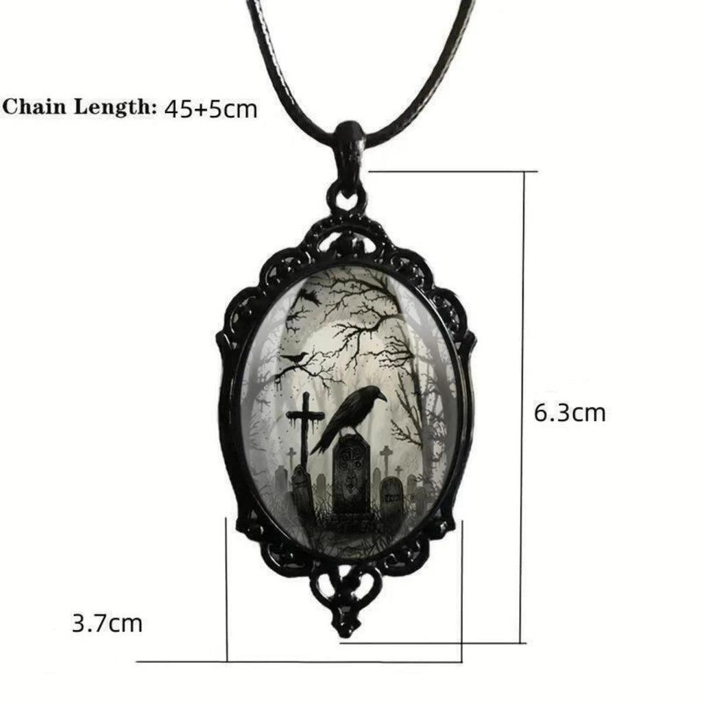 Cross-Border Hot Selling Halloween Gothic Crow Earrings Necklace Set Factory Direct Sale