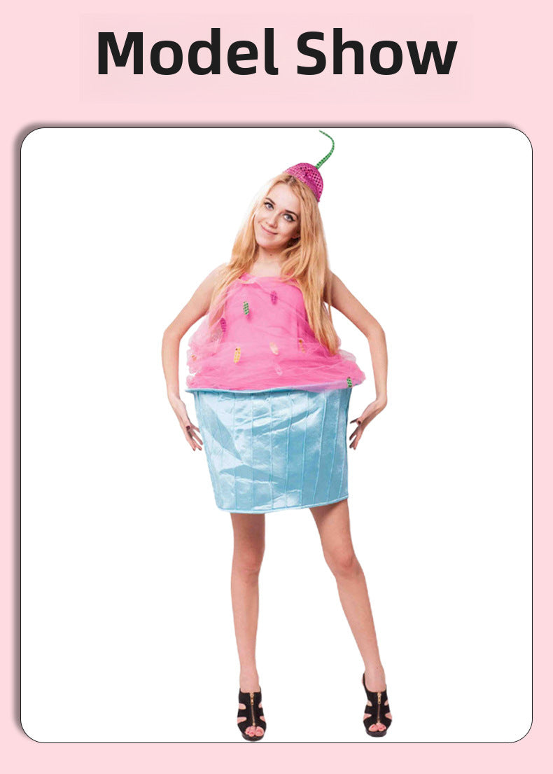 Cross Border Special for Mardi Gras Halloween New cosplay Prom Stage Dress Adult Cake Hooded suit