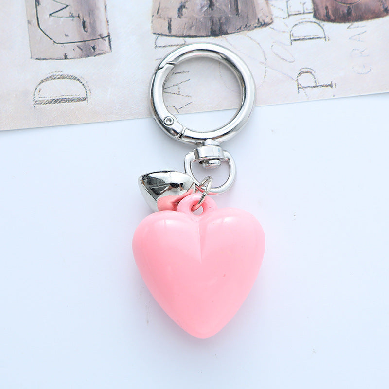 Cross-Border New Acrylic Resin Heart-Shaped Keychain Colorful Creative Couple Peach Heart Bag Water Cup Decorative Pendant