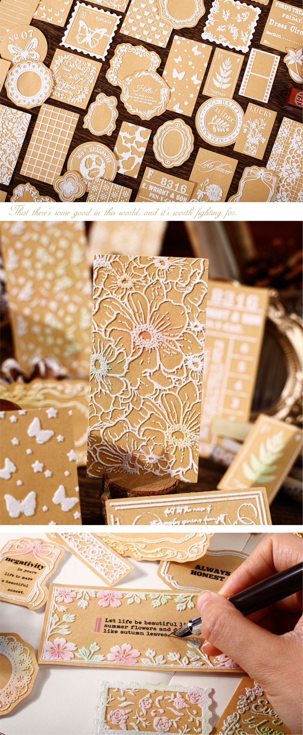 Retro Story Suxi Huaying Series Three-Dimensional DIY Background Decoration Stickers Creative Relief Material Handbook Stickers