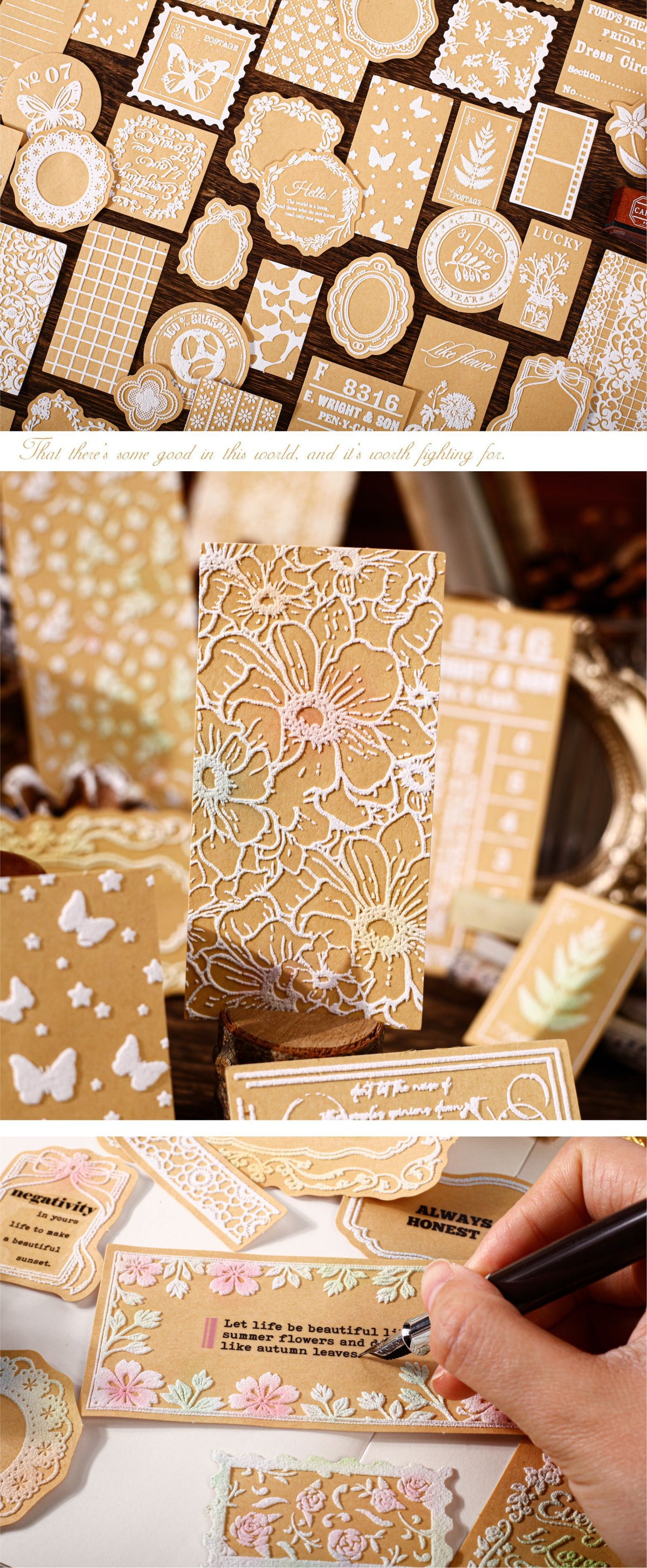 Retro Story Suxi Huaying Series Three-Dimensional DIY Background Decoration Stickers Creative Relief Material Handbook Stickers