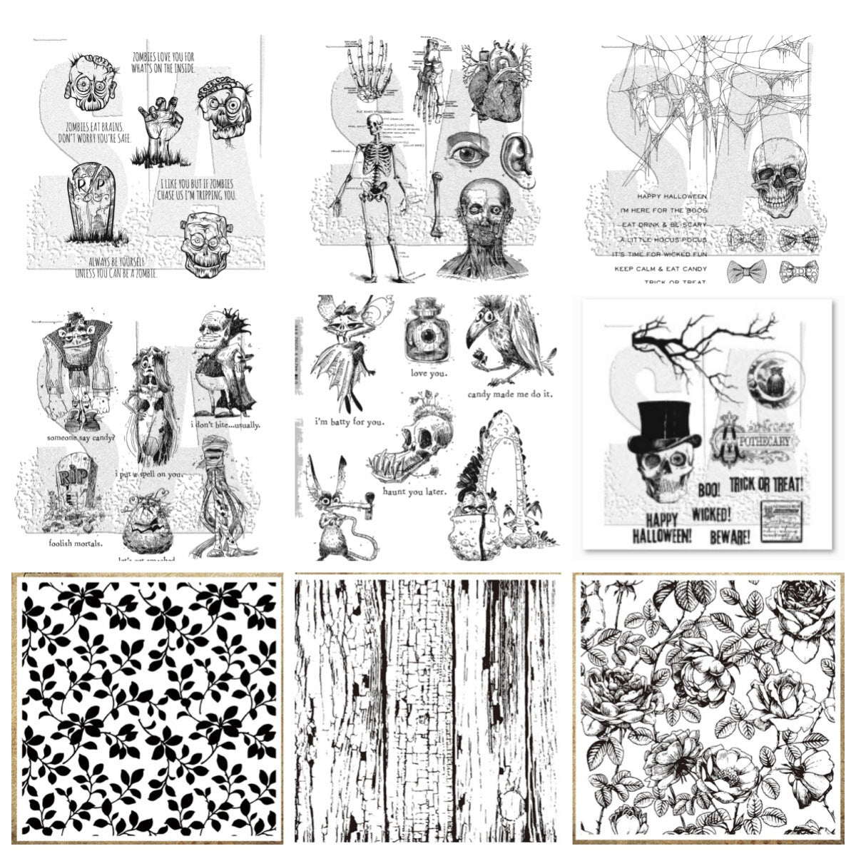 Halloween Decorations Amazon Best-Selling Skull Series Transparent Seal Handbook Decoration Scrapbook Creative Retro