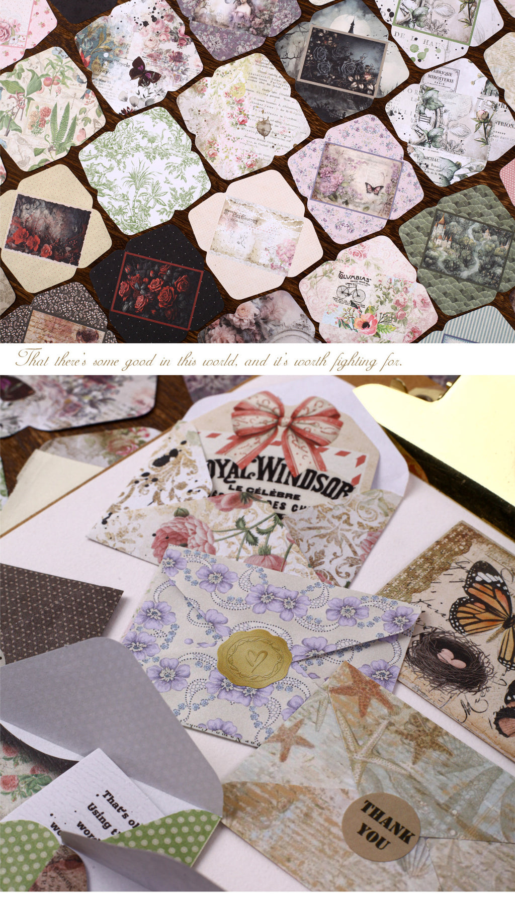 Retrostory Discount Series Mini Sealing Stickers with 20 Creative Decorative Small Envelopes and Handbook Material Collage