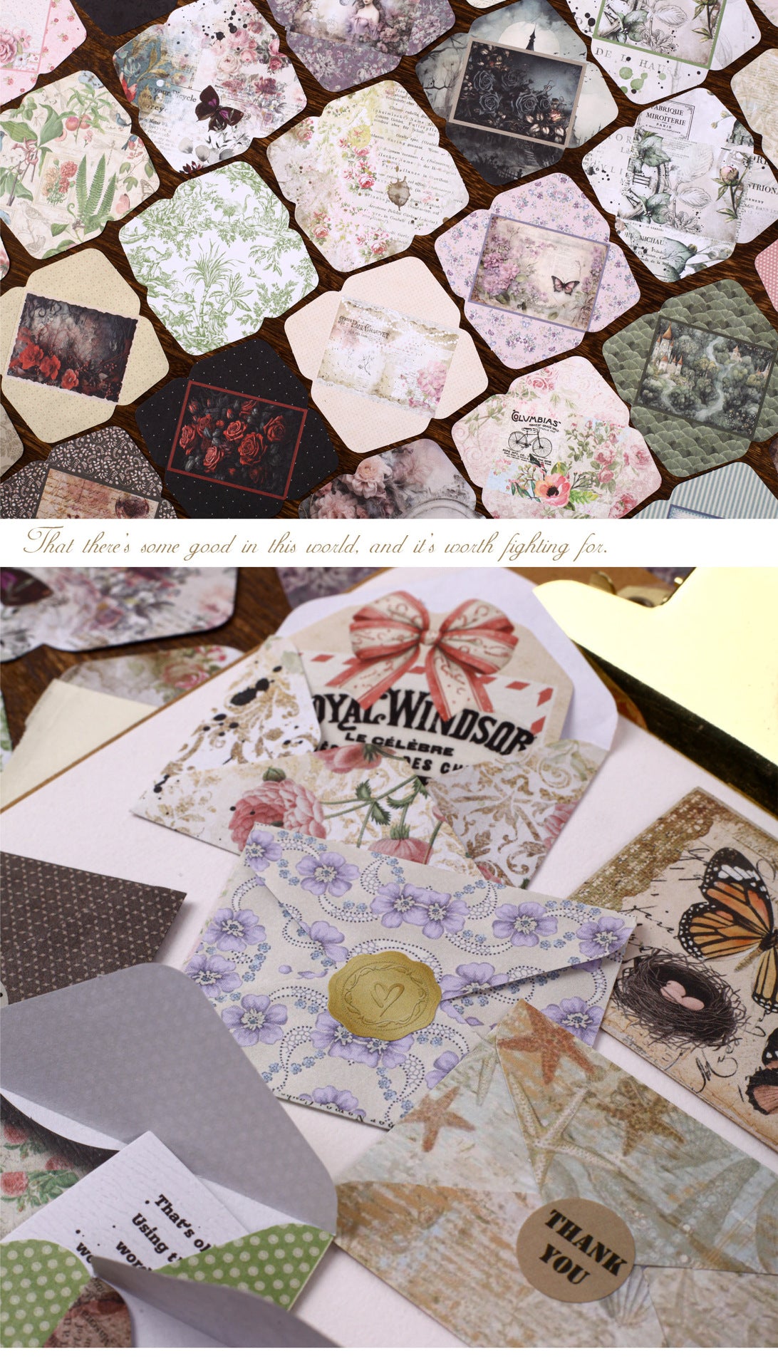 Retrostory Discount Series Mini Sealing Stickers with 20 Creative Decorative Small Envelopes and Handbook Material Collage