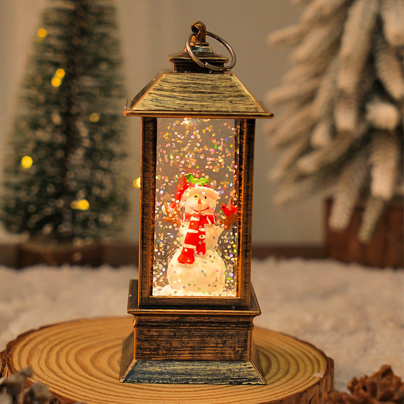 Christmas vintage portable lamp luminous water filling wind lamp Christmas decoration atmosphere lamp Christmas tree decoration wind lamp ornaments
