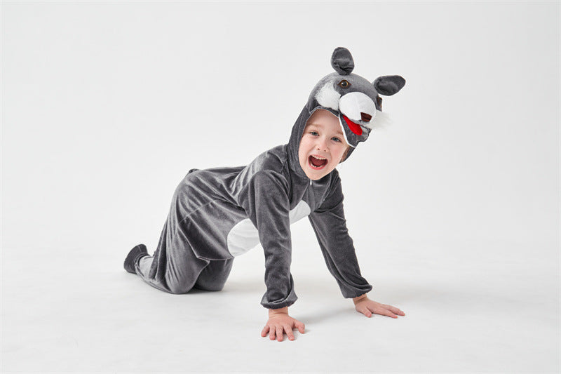 Halloween Big Bad Wolf Plays Parent-Child Animal Siaman Children's Drama Stage Performance Costume Big Tail Wolf