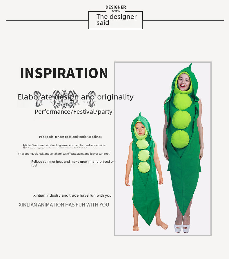 Halloween Carnival Performance Costume Party Stage Cosplay Cosplay Pea One-Piece Sponge Suit