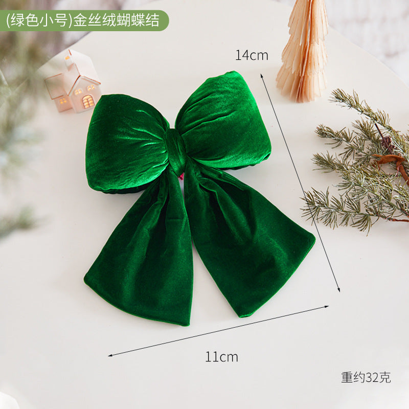 Christmas Tree Decoration Home Gold Velvet Bow Large Pendant Photo Atmosphere Props Atmosphere Flocking Bow