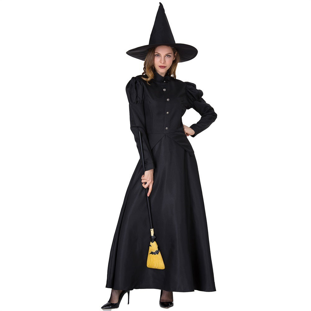 Amazon Halloween Stage Performance Cosplay Black Witch Magician Role-Playing Family Costumes