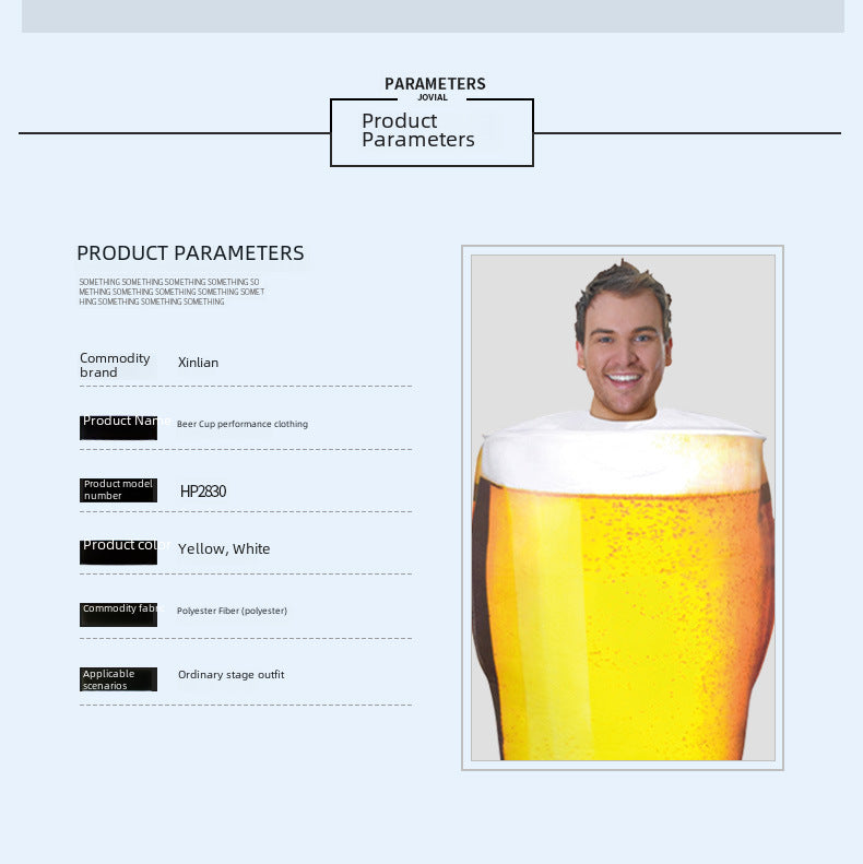 Cross-border supply Halloween beer mug performance costume cosplay role-playing funny adult male performance costume