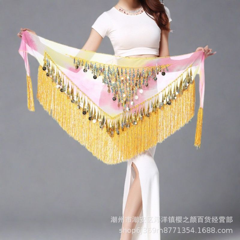 Halloween in stock Indian Dance Dress Flash Tassel Waist Towel Belly Dance Hip Towel Waist Chain Latin Dance Waist Towel Wholesale