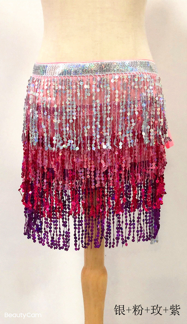Halloween in stock Belly Dance Performance Costume Sequins Tassel Hips Bead Pieces Waist Chain Indian Dance Waist Towel Wholesale