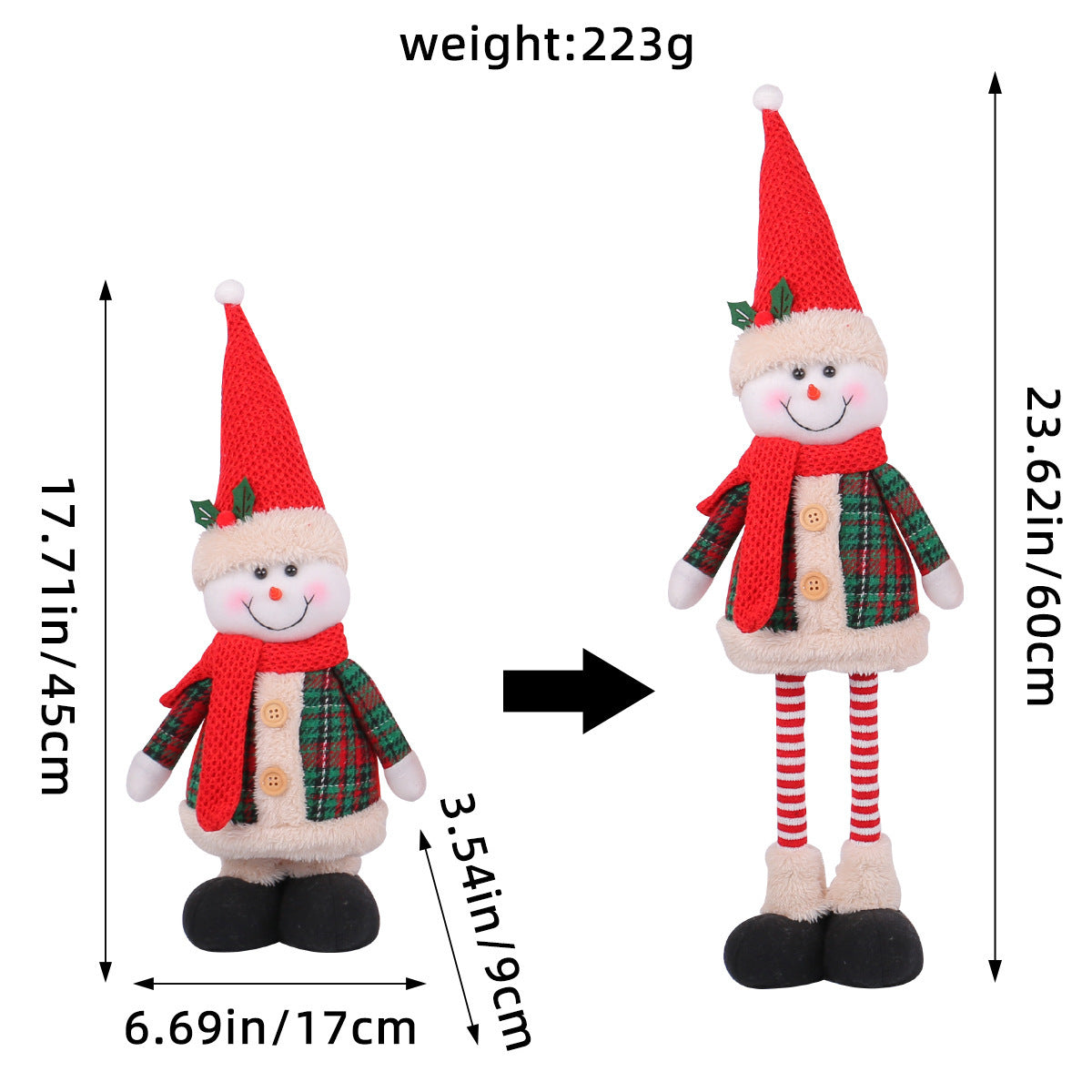 A variety of Christmas standing telescopic doll hotel window Christmas snowman elk doll decorative ornaments