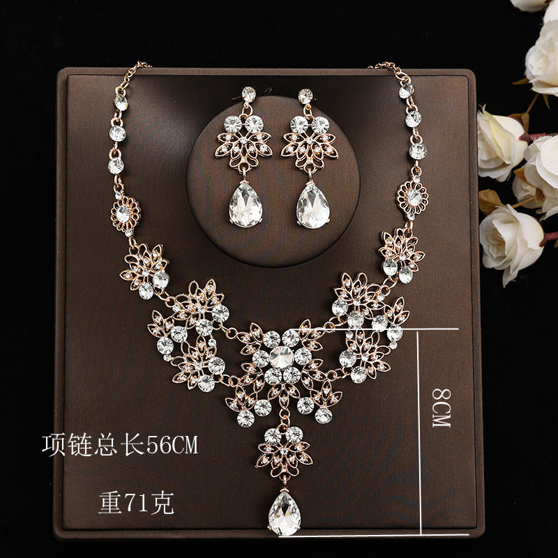 Korean Bride Necklace Earrings Two-piece Decorations Wedding Yarn Wedding Jewelry Wedding Accessories Dance Studio