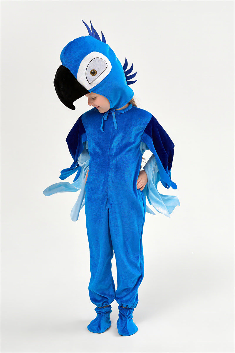 Halloween Children's Performance Costume Cartoon Animal One-piece Costume Blue Red Parrot COS Performance Costume