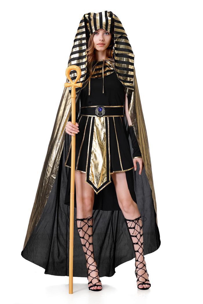 Cross-Border Halloween Egyptian Pharaoh Couple Cosplay Costumes for Men and Women Ancient Greek and Roman King Pharaoh Cleopatra Costumes