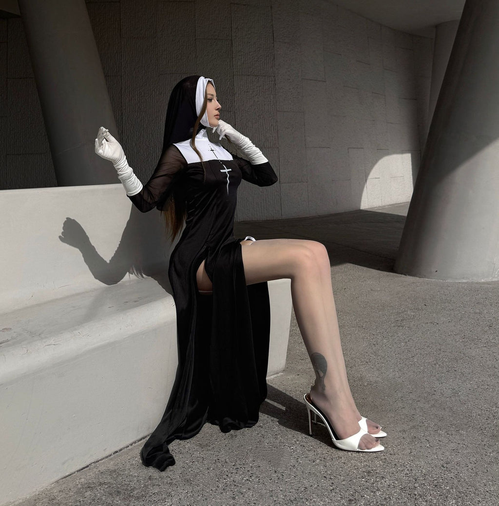 2025 New Halloween Adult Sexy Nun Cross Nurse Carnival Cosplay Costume