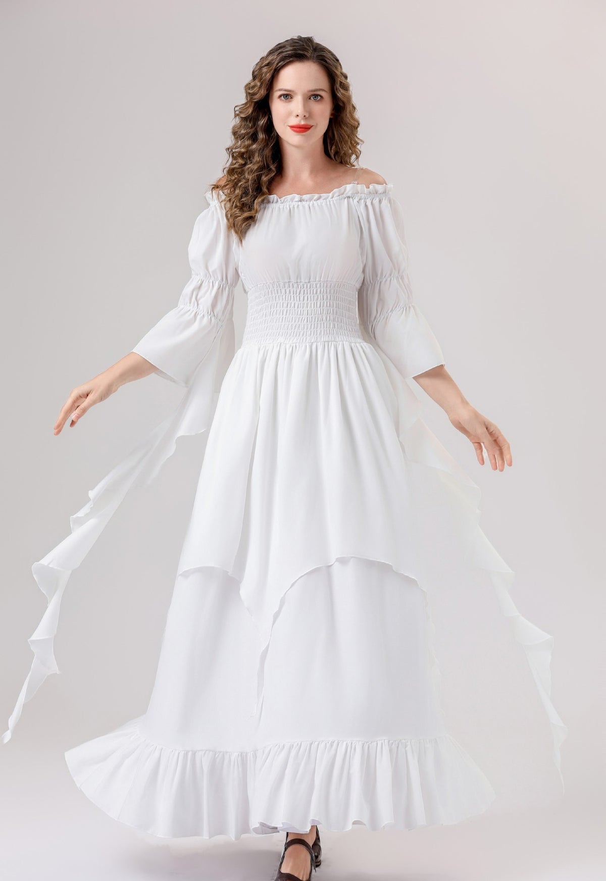 Halloween Medieval Renaissance Retro Dress European and American Square Collar Bundle Waist Dress Stage Performance Costume