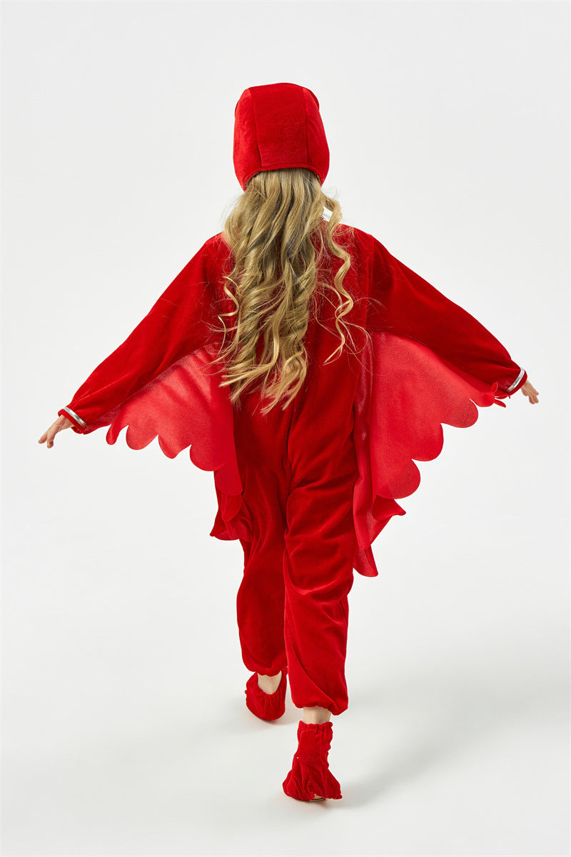 Halloween Children's Performance Costume Cartoon Animal One-piece Costume Blue Red Parrot COS Performance Costume