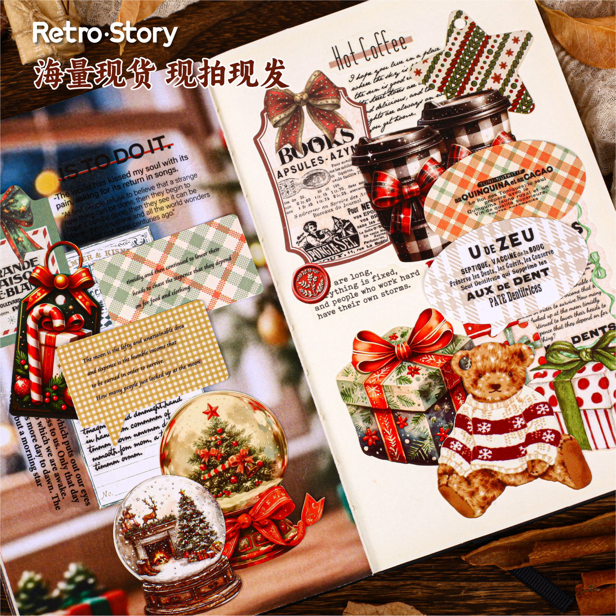 Retro Story Dialogue Series Stickers Simple Plaid Light Retro Decorative Journal Material DIY Base Stickers