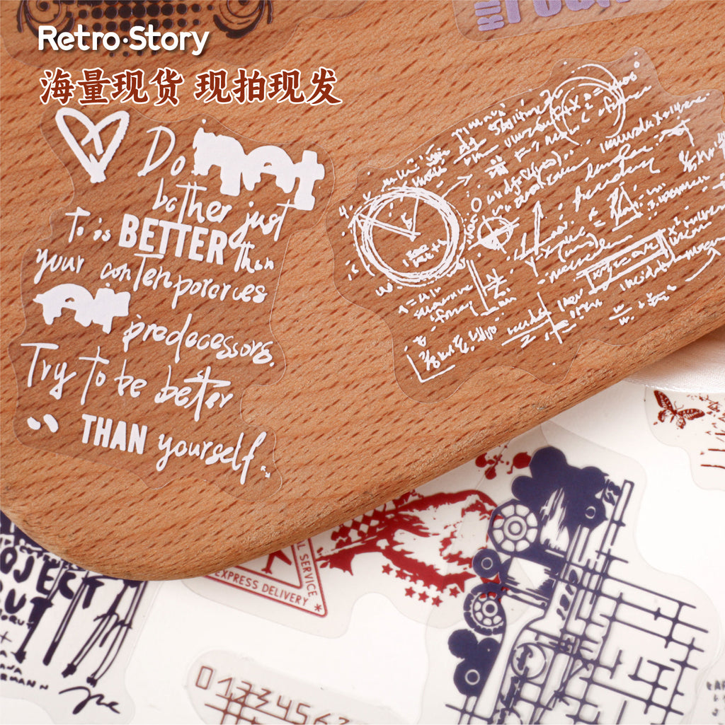 Retrostory Manuscript Series Pet Self-Adhesive Handbook Sticker Pack Background Sticker Creative Decorative Landscaping Sticker