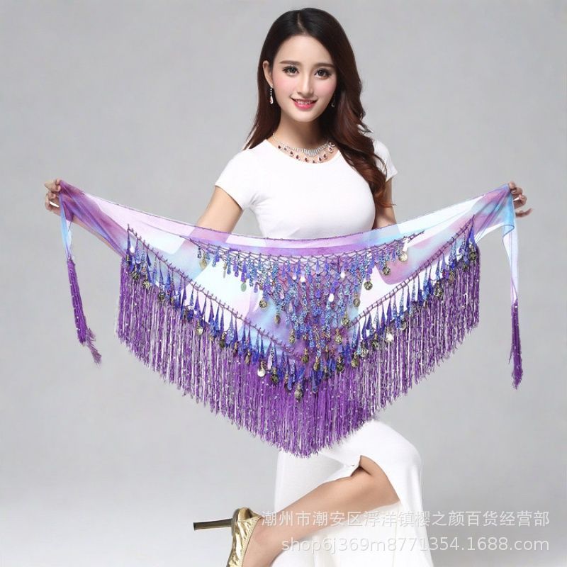 Halloween in stock Indian Dance Dress Flash Tassel Waist Towel Belly Dance Hip Towel Waist Chain Latin Dance Waist Towel Wholesale