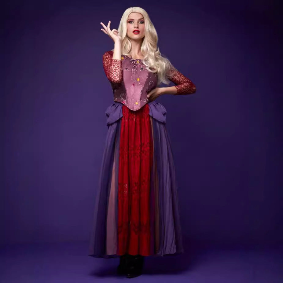 Cross-Border Halloween Witch Winifred Cos Medieval Palace Long Dress Cosplay Stage Performance Costume