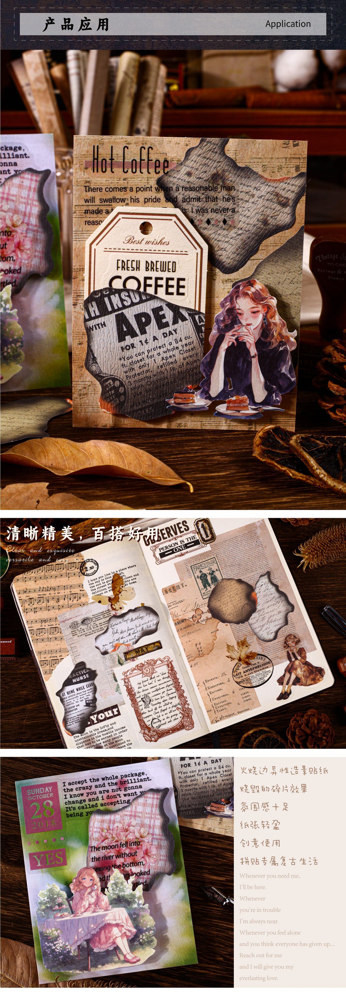 Retrostory Time Fragments Series Creative Sticker Pack Retro Style Base Decoration Collage Landscaping Journal Stickers
