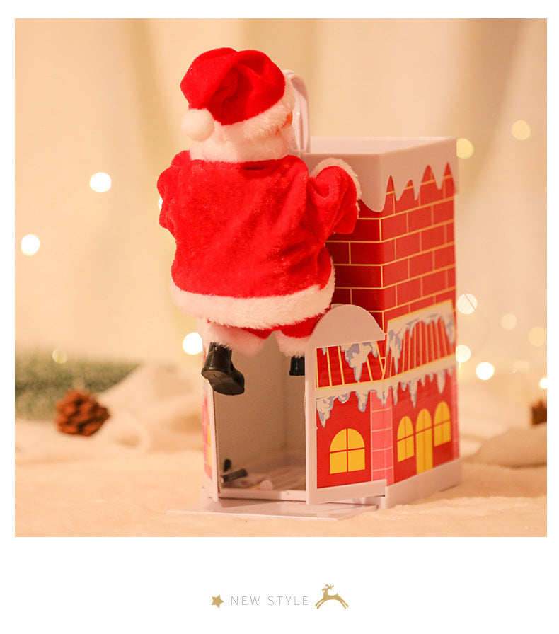 Climbing Chimney Santa Claus Electric Toy Climbing Beads Climbing Ladder Santa Claus Ornaments Christmas Decoration Gifts