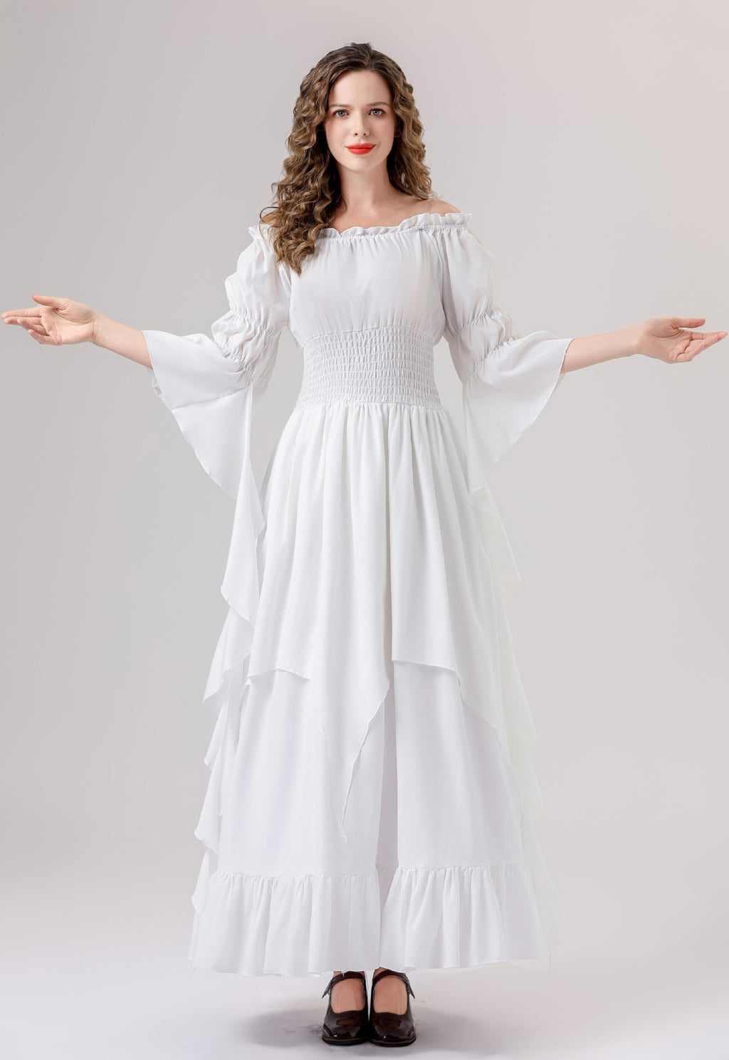 Halloween Medieval Renaissance Retro Dress European and American Square Collar Bundle Waist Dress Stage Performance Costume