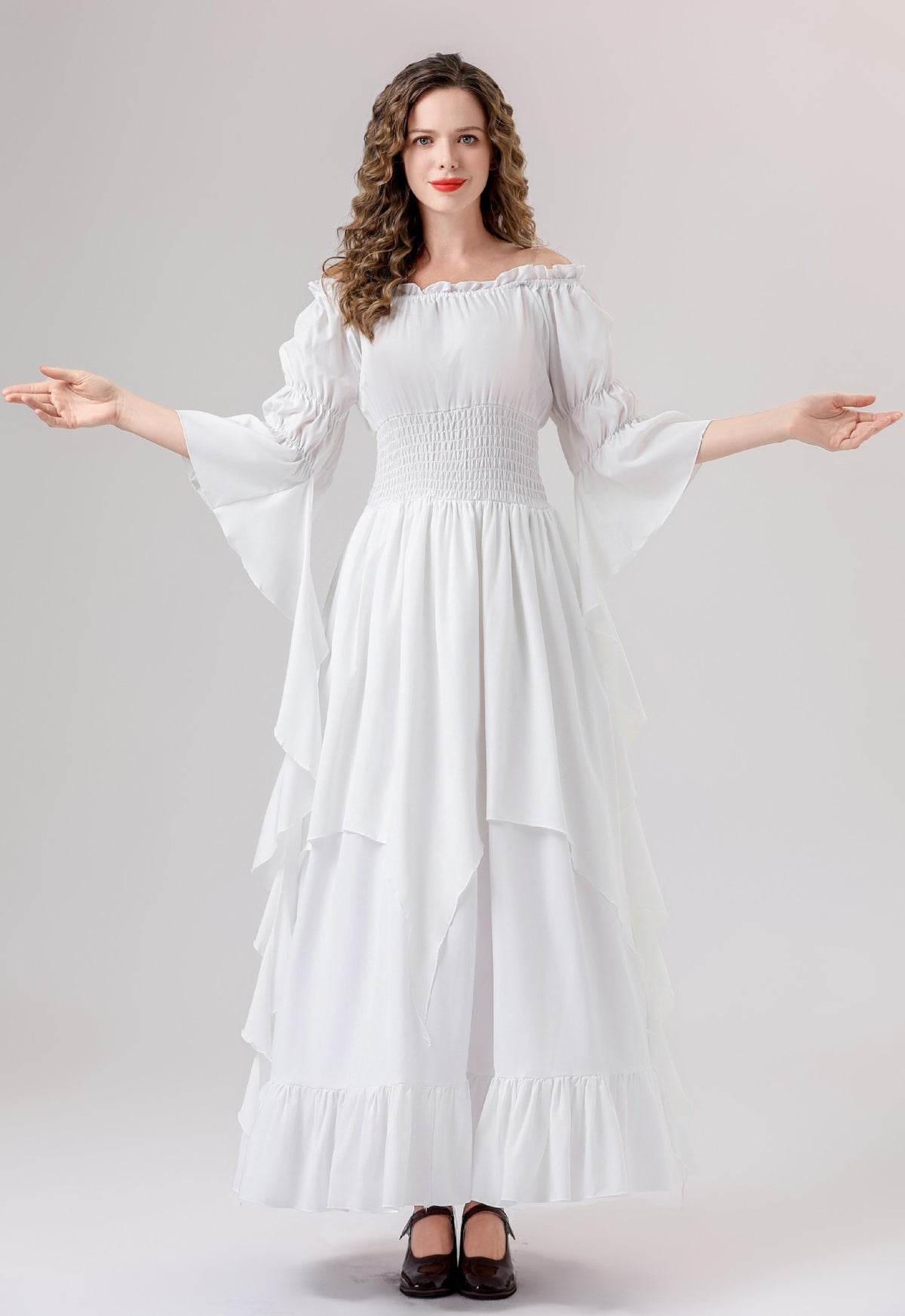 Halloween Medieval Renaissance Retro Dress European and American Square Collar Bundle Waist Dress Stage Performance Costume