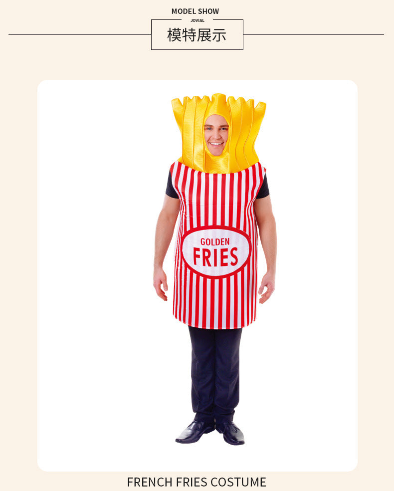 Fun Food Party Costume cosplay Play Mardi Gras Halloween Stage Performance Costume Fries Performance Costume