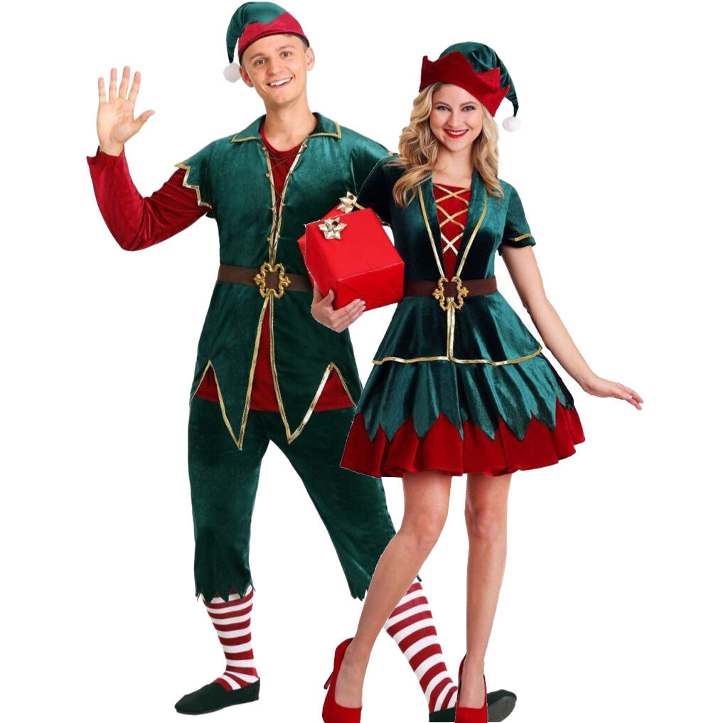 European and American New Christmas Clown Costumes, Christmas Green Costumes for Men and Women, Couple Costumes, Christmas Costumes, Stage Performance Costumes