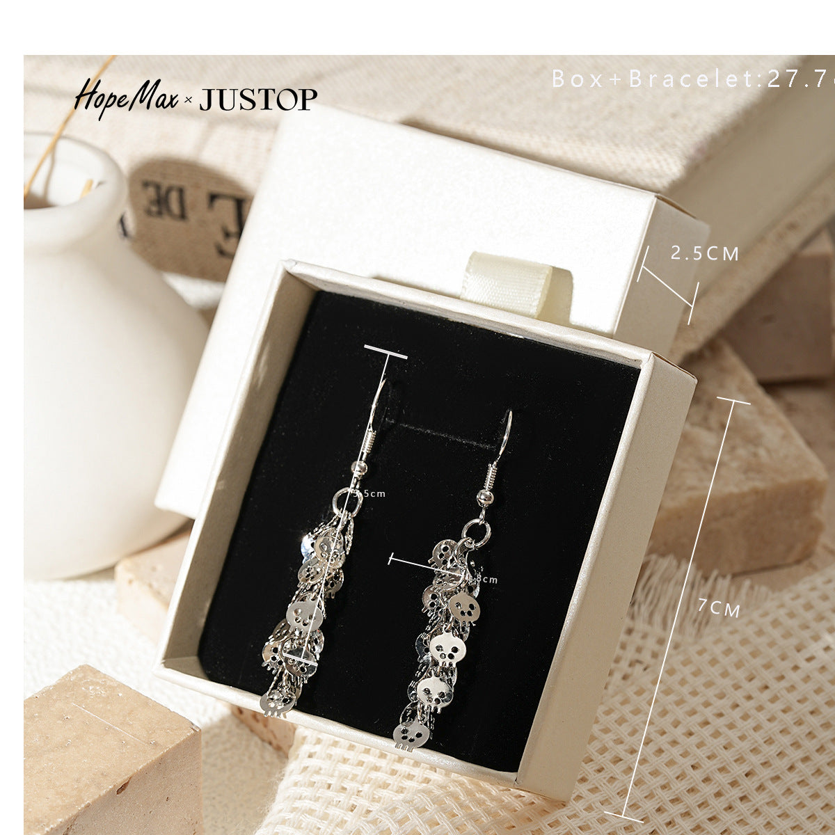 Justop European and American Halloween Ins-Style Personality Exaggerated Trendy Earrings for Women, Skull Earrings, Quirky Ear Accessories