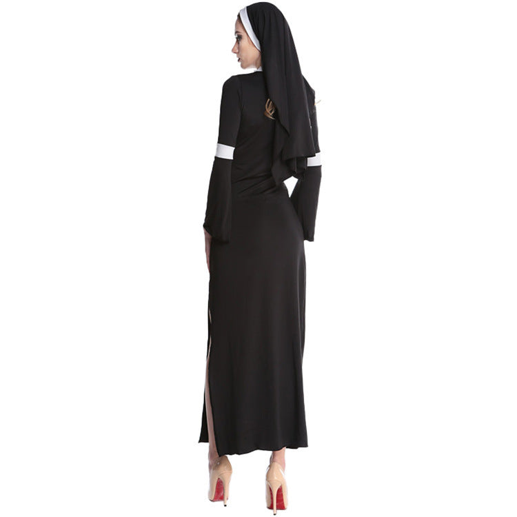 Foreign Trade Adult Female Halloween cos Costume Masquerade Nuns Cosplay Clothing Stage Performance Clothing suit