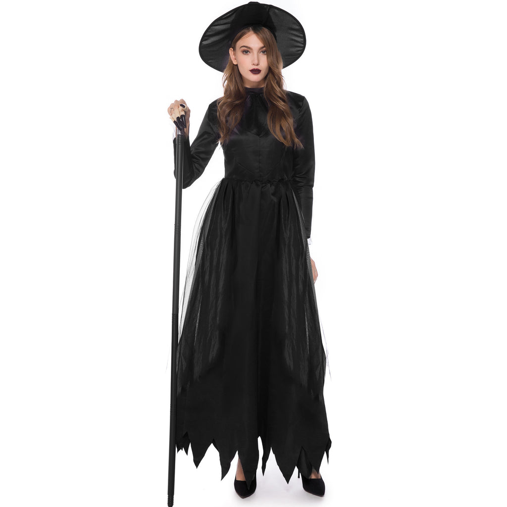 Export Halloween Cos Adult Black Witch Dark Demon Horror Masquerade Ghost Bride Costume