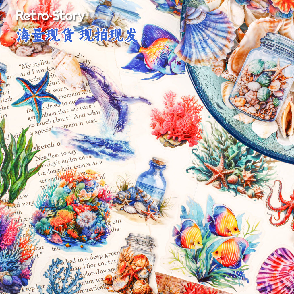 Retrostory Underwater World Series Stickers Creative Handbook Stickers Pet Cartoon Handbook Decorative Sticker Pack