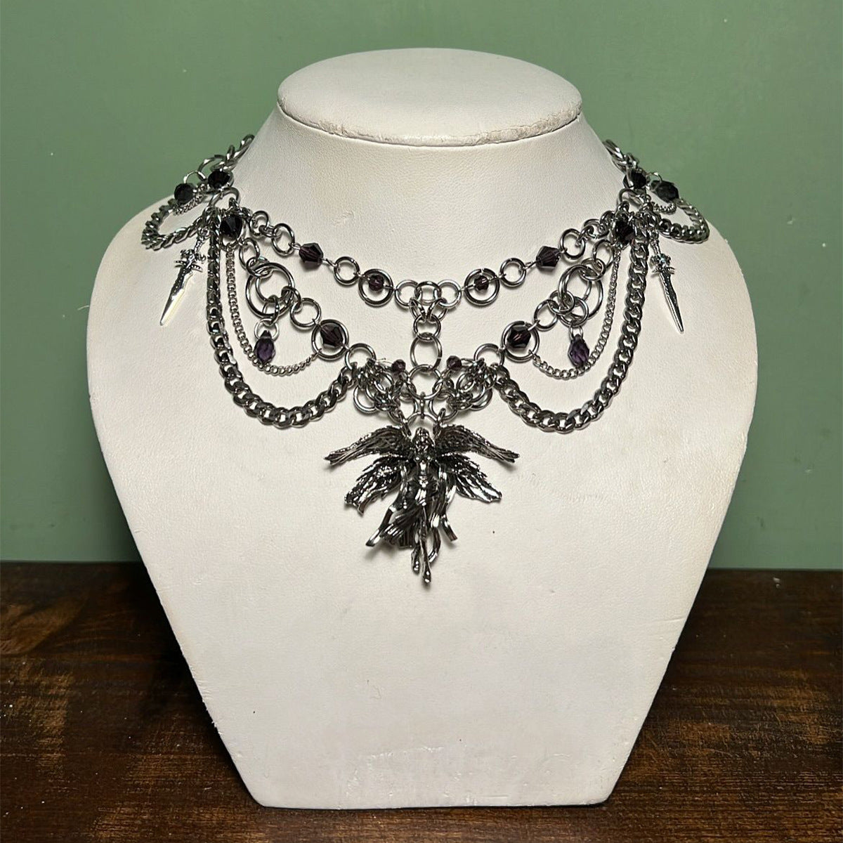 Halloween Cross Necklace Wholesale Cross-Border Vintage Dark Heavy-Duty Gothic Style Necklace Light Luxury Niche Sweater Chain