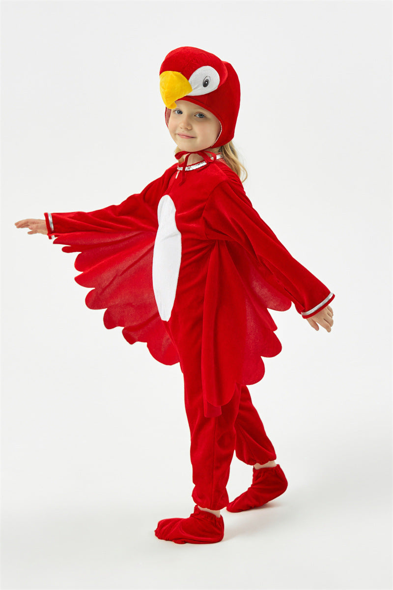 Halloween Children's Performance Costume Cartoon Animal One-piece Costume Blue Red Parrot COS Performance Costume