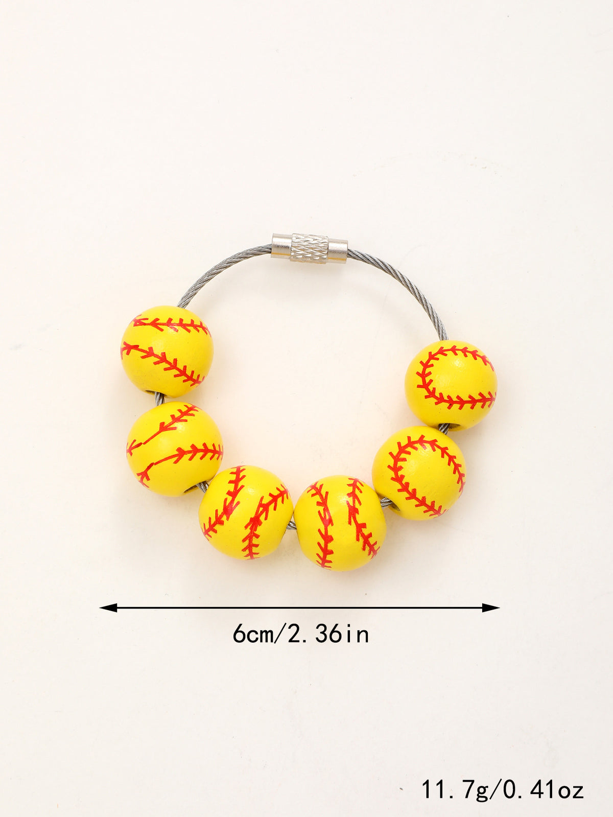 Sporty Baseball Independence Day Halloween Wooden Beads Wooden Fruit Summer Party Keychain Bracelet