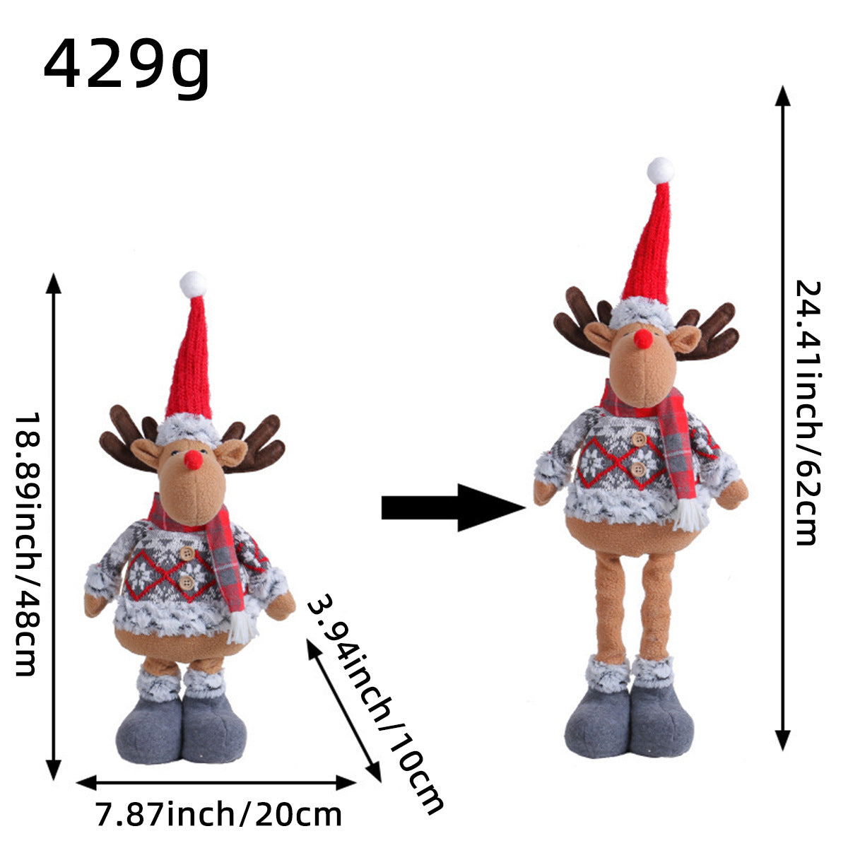 A variety of Christmas standing telescopic doll hotel window Christmas snowman elk doll decorative ornaments