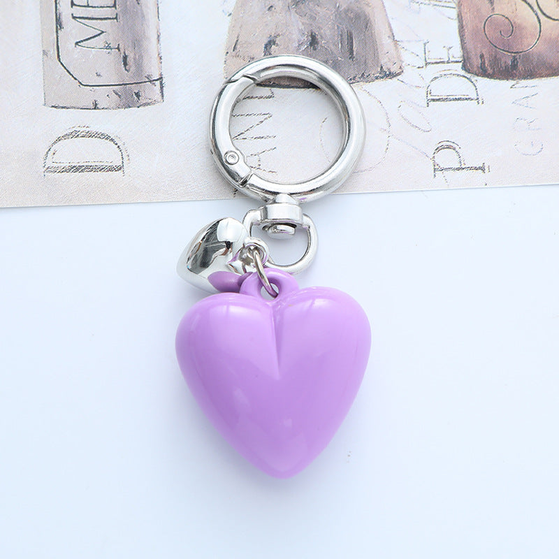 Cross-Border New Acrylic Resin Heart-Shaped Keychain Colorful Creative Couple Peach Heart Bag Water Cup Decorative Pendant