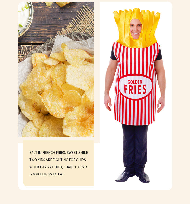 Fun Food Party Costume cosplay Play Mardi Gras Halloween Stage Performance Costume Fries Performance Costume