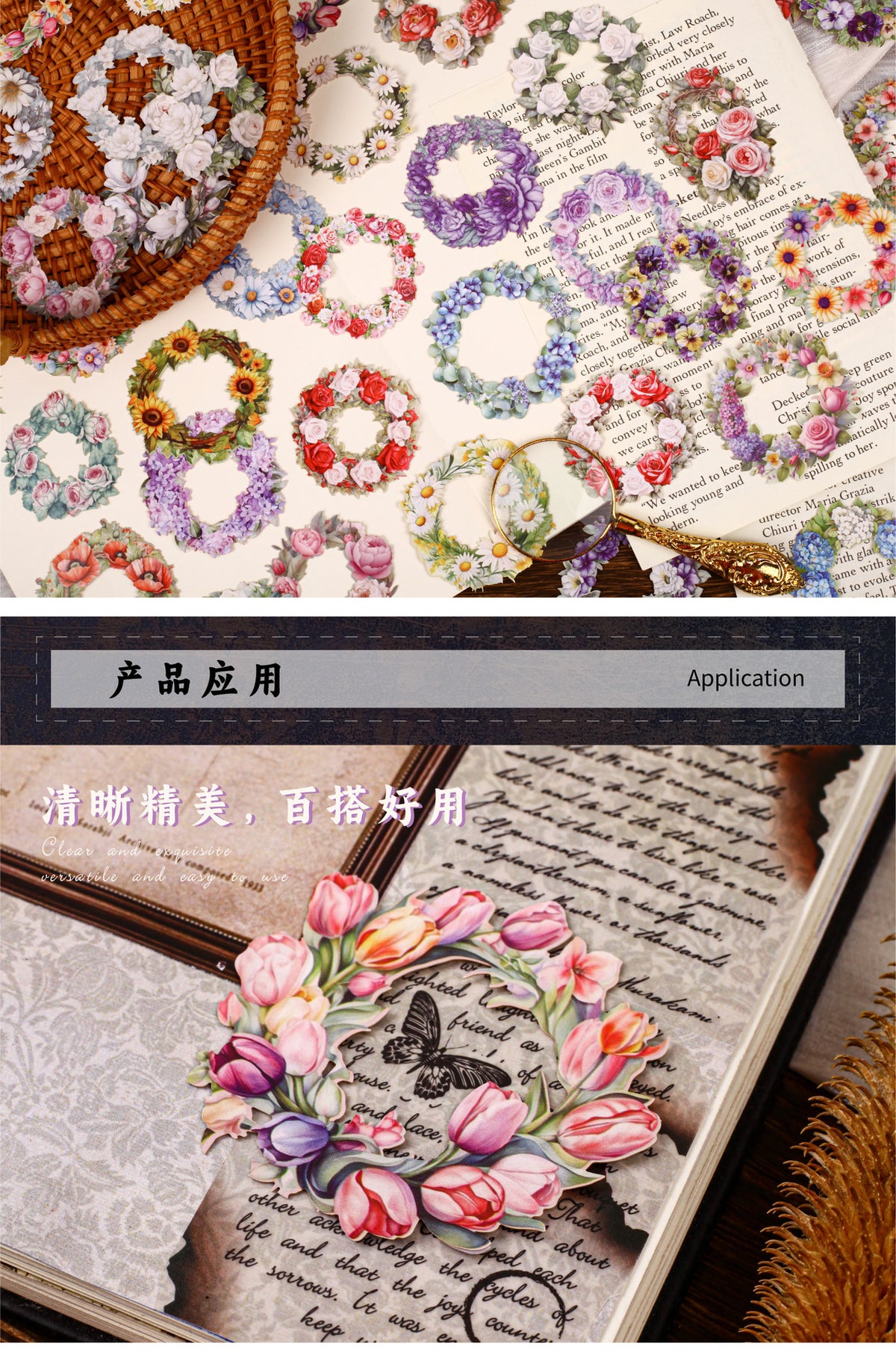 Retrostory Garland Series Pet Hard Cardboard Stickers Creative Pastoral Decoration Collage Material Landscaping Stickers