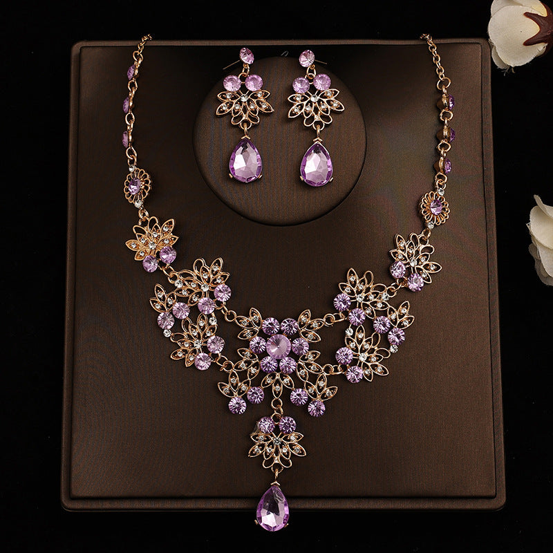 Korean Bride Necklace Earrings Two-piece Decorations Wedding Yarn Wedding Jewelry Wedding Accessories Dance Studio