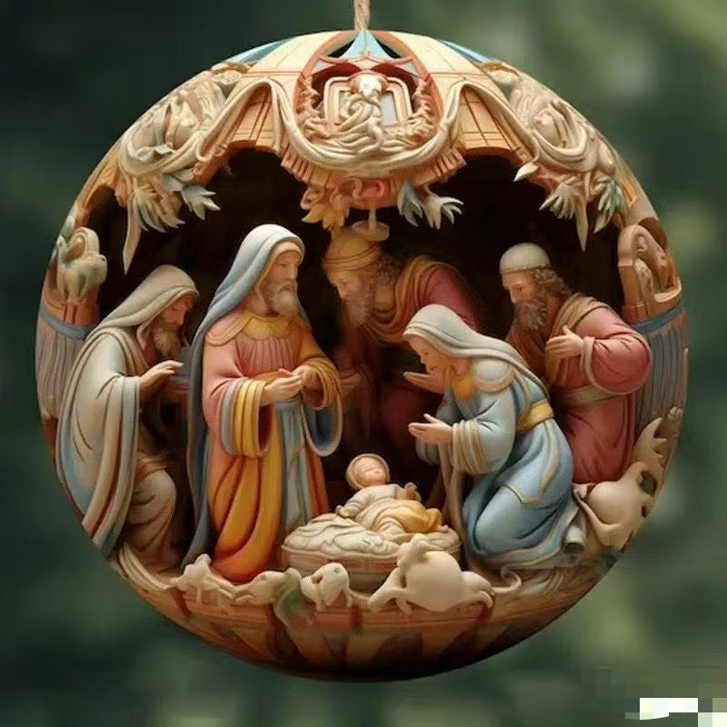 2025 Cross-Border Independent Station Acrylic 3D Effect Christmas Ornaments New Religious Belief Decoration