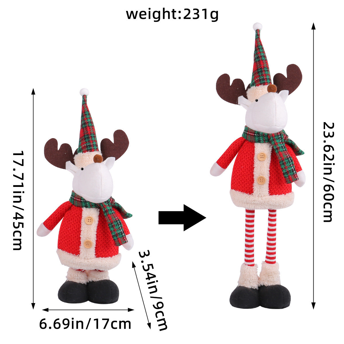 A variety of Christmas standing telescopic doll hotel window Christmas snowman elk doll decorative ornaments