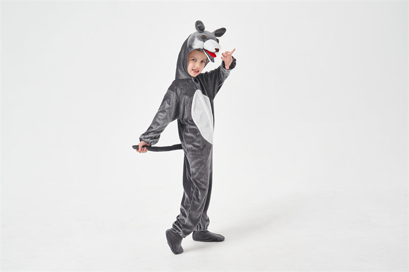 Halloween Big Bad Wolf Plays Parent-Child Animal Siaman Children's Drama Stage Performance Costume Big Tail Wolf